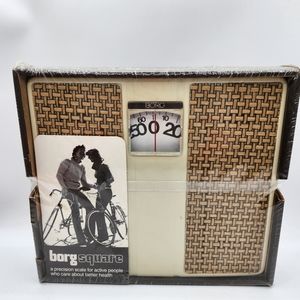 Vintage Borg Personal Scale Retro Weight Bathroom New In Box! wicker rattan